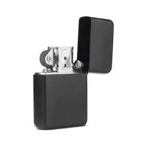 Simple Cigarette Lighter with Metal Case, Matte Black. - Picture 1 of 3