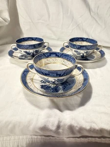 Booths Real Old Willow Cup And Saucer Set 9072 Set Of 3 - Picture 1 of 13