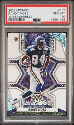 2022 PANINI MOSAIC WHITE SPARKLE #132 RANDY MOSS PSA 10 - Image 1 of 2