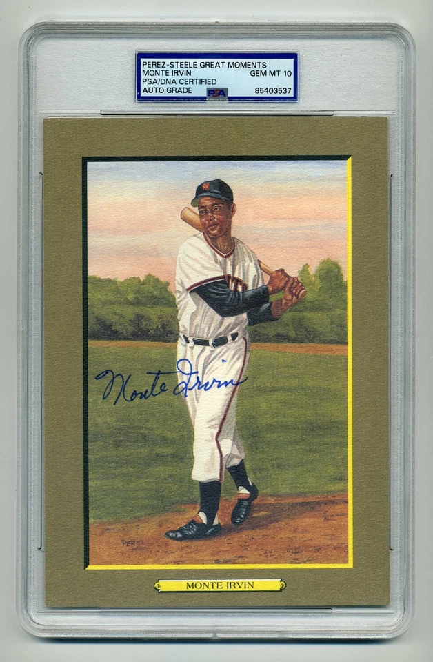SUPERB MONTE IRVIN GEM MINT 10 PSA/DNA SIGNED  PEREZ STEELE GREAT MOMENTS CARD - Image 1 of 1