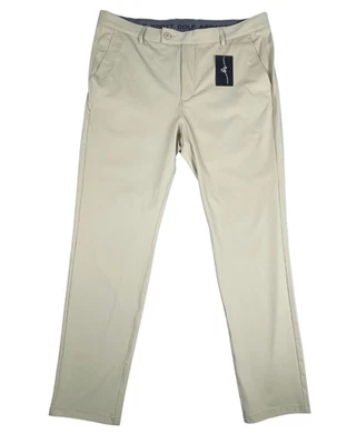 NWT Boston Scott Golf Apparel Men's Tech Pants Khaki 38/33 Stretch Comfort Slim - Image 1 of 4