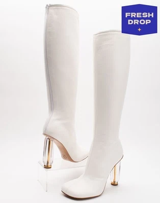 PVP €1045 DRIES VAN NOTEN Botas hasta la rodilla de cuero US7 UK4 EU37 Hechas en Italia Foto 1 de 4