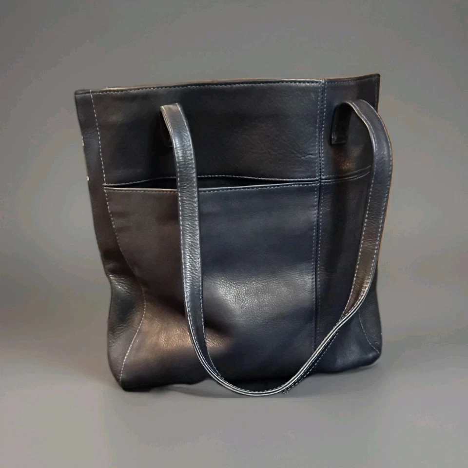 Bolso Shopper Le Donne Cuero Abeto Negro | Cuero Colombiano Grano Completo Foto 1 de 4