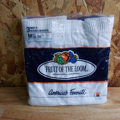 Vintage Fruit of the Loom Boxer Shorts White Men's Medium 34-36 New 1989 - Image 1 of 4