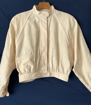 Chaqueta Bomber Vintage Valentino Garavanti Crema Recortada Talla 8 Hecha en Italia Foto 1 de 4