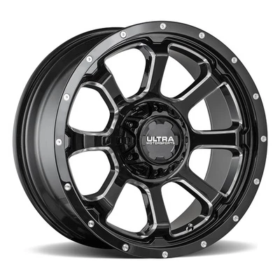 Ultra Wheels 219BM Nemesis 20x9 +18 Gloss Black & Milled 8x165.1 8X6.5 (QTY 1) - Image 1 of 4