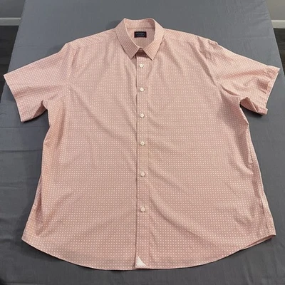 Camisa masculina UNTUCKit 2XL rosa geométrica Kamari manga curta botão para cima - Imagem 1 de 4