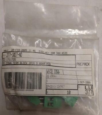 DigiKey - 277-1027-ND 2 Position Wire to Board Terminal Block - New Old Stock - Image 1 of 2
