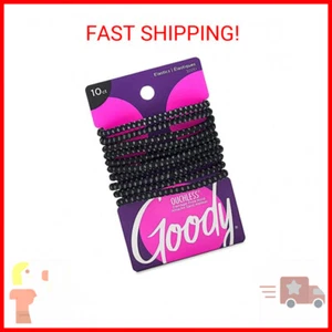 Goody Nonslip Womens Elastic Hair Tie - 10 Count, Black - 4MM for Medium Hair- O - Picture 1 of 2