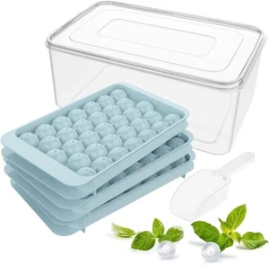 Ice Cube Tray with Lid, Round Ice Ball Maker Mould Easy-Release Ice Cube Moulds - Picture 1 of 5