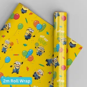 Papel de envolver cumpleaños | Despicable Me Minions | Envoltura en rollo de 2 m | Envoltura de regalo para niños - Imagen 1 de 4