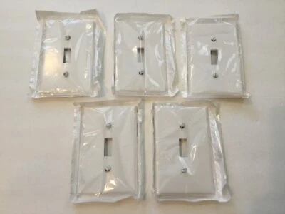 Lote de 5 Placa de Pared Interruptor de Palanca Leviton 80501-W, Tamaño Medio, Blanco, Plástico Foto 1 de 2