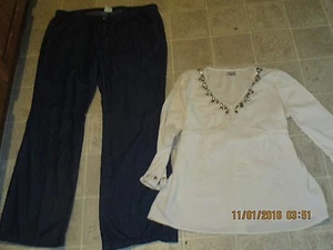 Old Navy maternity size 6 stretch drawstring jeans & Motherhood S top LOT y2 - Bild 1 von 4