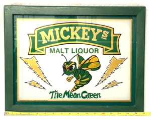 ORIGINAL MICKEYS MALT LIQUOR,THE MEAN GREEN,BIG MOUTH,GLASS SIGN,UNT!GIFT,PROP:) - Picture 1 of 6