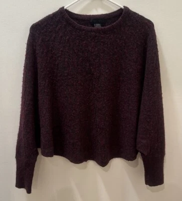 Poncho Rachel Roy Batwing tamanho único leve suéter lã marina roxa - Imagem 1 de 4