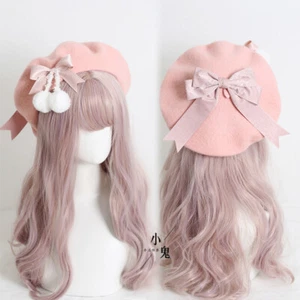 Japanese Cute Lolita Girl Bowknot Beret Painter Hat Hair Accessories Warm Hat - Picture 1 of 1