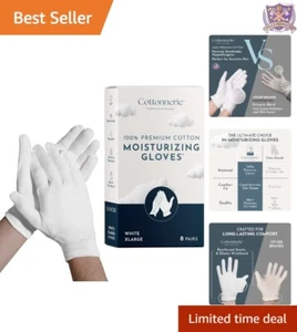 Cotton Gloves X-Large 8 Pairs Moisturizing Overnight Care for Dry Hands - Picture 1 of 8
