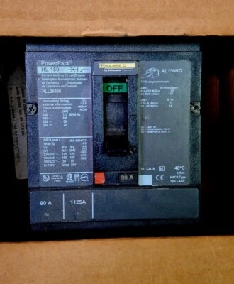 SQUARE D HLL36090 90 Amp 600V 3P PowerPact Circuit Breaker SHIPS SAME DAY - Image 1 of 2