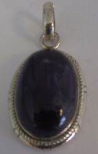 Vintage Sterling Silver and  Large Oval (24mmx16mm)Cabochon Amethyst Pendant