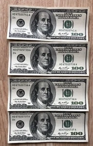 4 Sequential Consecutive  100 Dollar Bills 2006 UNC Crispy - Picture 1 of 4