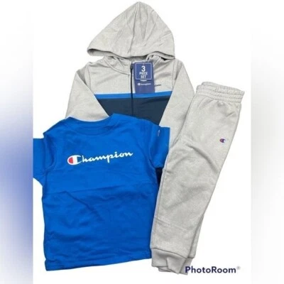 JUEGO DE 3 PIEZAS SUDADERA CON CAPUCHA, CAMISETA Y JOGGER CAMPEÓN NIÑO NIÑO TALLA 2T Foto 1 de 4