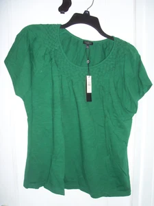 WOMENS TALBOTS PULLOVER LATTICE WEAVE NECKLINE GREEN BLOUSE SIZE 2XP NWT - Picture 1 of 5