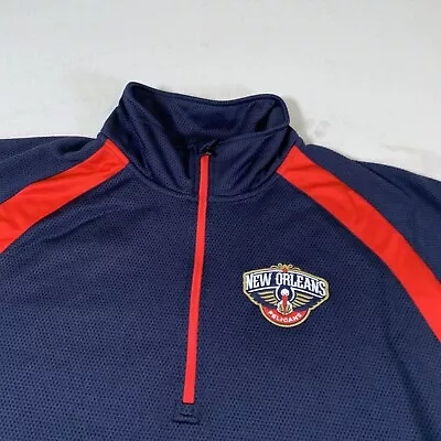 New Orleans Pelicans Sweatshirt Mens 6XL Blue 1/4 Zip Active Jacket Pullover NBA - Image 1 of 4