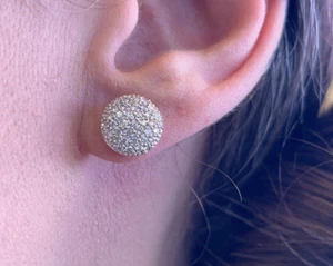 Pave Diamond Mirror Ball Earring 14k White Gold - Appx. .35 ctw - Picture 1 of 13