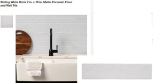 1 PC MSI Stirling White Brick 2 in. x 10 in. Matte Porcelain Floor and Wall Tile - Picture 1 of 2