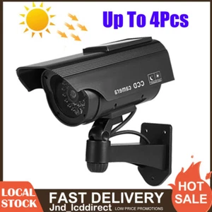 Solar Power Dummy Fake Security CCTV Camera Outdoor LED Light Surveillance Black - Picture 1 of 16