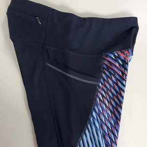 Leggings cortos Athleta para mujer talla pequeña azul marino multicolor bolsillo con cremallera - Imagen 1 de 14