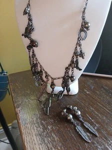 Vintage Sterlingsilber Hänger Charm Halskette + Ohrringe Western Cowboy Thema geladen! - Bild 1 von 21