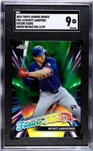 2024 Topps Chrome Update Wyatt Langford Future Stars Green Ref. 11/99 SGC 9 - Picture 1 of 2