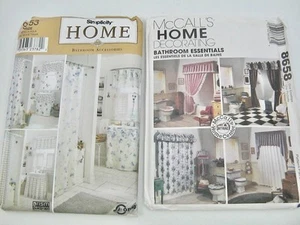 2 Bathroom Decor Sewing Patterns Uncut Shower Curtain Sink Windows Toilet Cover - Picture 1 of 5
