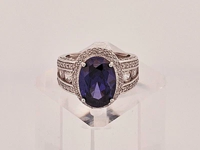Sterling silver approx 5.81ct blue spinel & cz ring sz 7.75 - Image 1 of 4