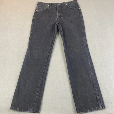 Calça jeans Wrangler masculina 34x32 preta desbotada slim fit corte cowboy jeans roupa de trabalho - Imagem 1 de 4