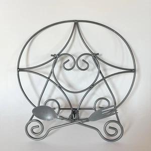 Fork & Spoon Cookbook Holder 11'' Tall Black Metal Tabletop Easel Stand Display - Imagen 1 de 6