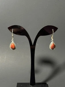Pendientes de piedra ágata naranja vintage DBJ de plata de ley - Imagen 1 de 11