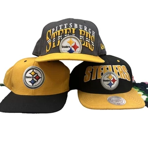 Lot (3) Pittsburgh Steelers Hat Cap Mitchell & Ness New Era Snapback Retro - Picture 1 of 21