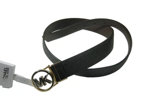 Cintura donna Michael Kors MK logo fibbia taglia M nero/marrone vera pelle nuova con etichetta - Foto 1 di 4