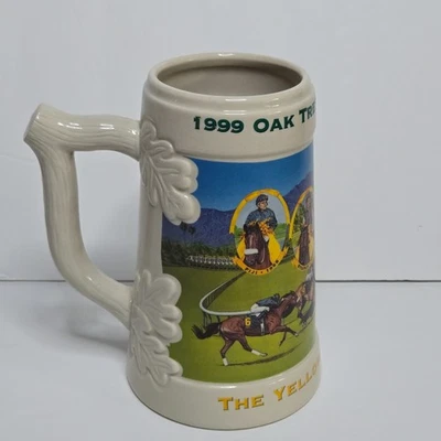 Taza taza de piedra de carreras de caballos estacas cinta amarilla roble parque Santa Anita 1999 Foto 1 de 4