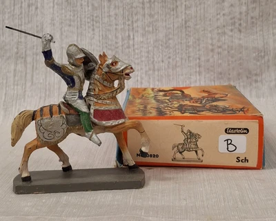 Composición Elastolin Soldado Masivo a Caballo Nº 0820B Soldado Juguete Alemán con Caja Foto 1 de 4