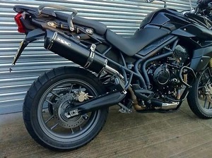 Lata de escape legal para carretera Triumph Tiger 800 & XC 2011-13 negra ovalada de carbono - Imagen 1 de 1