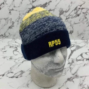 Men's RP55 Yellow | Navy Cuff Casual Beanies NWT - Picture 1 of 5