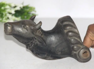 Antique Old Iron Handcrafted Embossed Wall Décor Cow Head Sculpture, Figurine - Picture 1 of 7