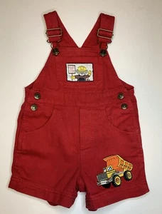 Salopette bambino vintage anni 90 12 mesi costruzione dumper shortalls rosso - Foto 1 di 10
