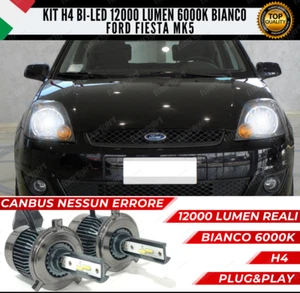 KIT LED H4 FORD FIESTA MK5 6000K BIANCO CANBUS 12000 LUMEN BI-LED NESSUN ERRORE - Picture 1 of 12