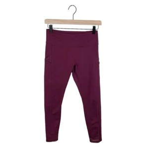 Ivivva by Lululemon Burgundy Maroon Leggings Mesh Side Panels Girls Size 14 - Picture 1 of 9