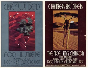 BGP GRATEFUL DEAD  & CHAMBERS BROTHERS FILLMORE WEST Joined Handbill (12-4-69) - Picture 1 of 2