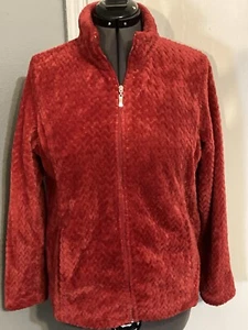Jason Maxwell Sweater Cardigan Womens Large Red Collar Front Zip - Picture 1 of 8
